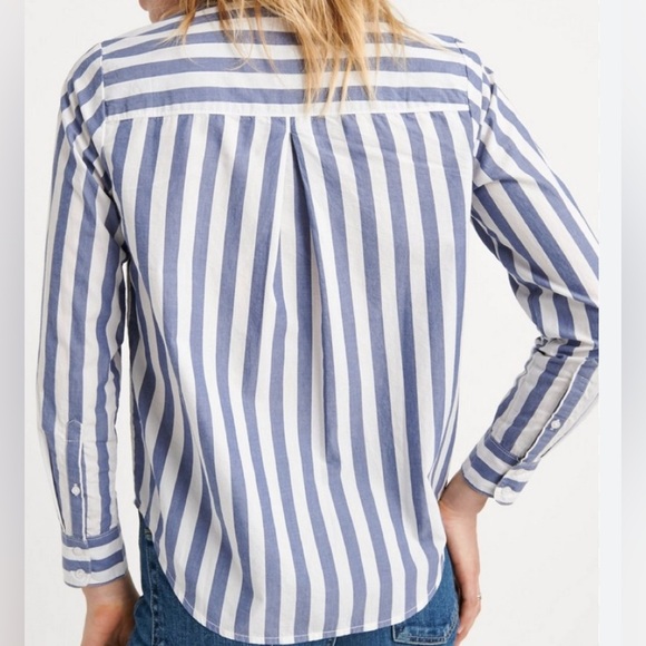 Lucky Brand🍀 Classic Poplin Blue & White Striped 100% Cotton Button Down 🥳HP🥳 - Picture 7 of 7